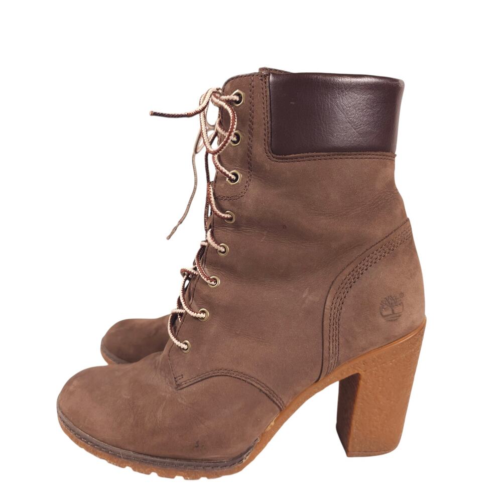 Timberland Brown Lace-Up Leather Heeled Boots
